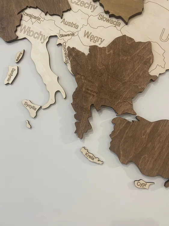 Drewniana mapa Europy 3D