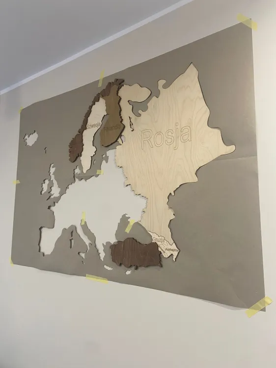 Drewniana mapa Europy 3D