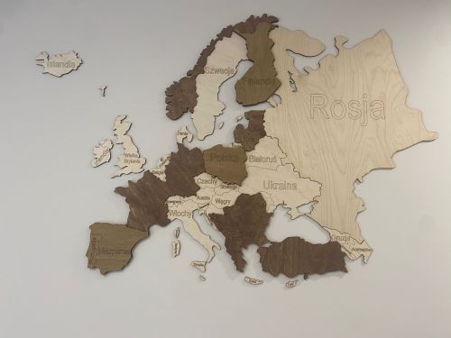 Drewniana mapa Europy 3D