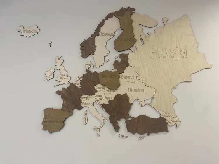 Drewniana mapa Europy 3D