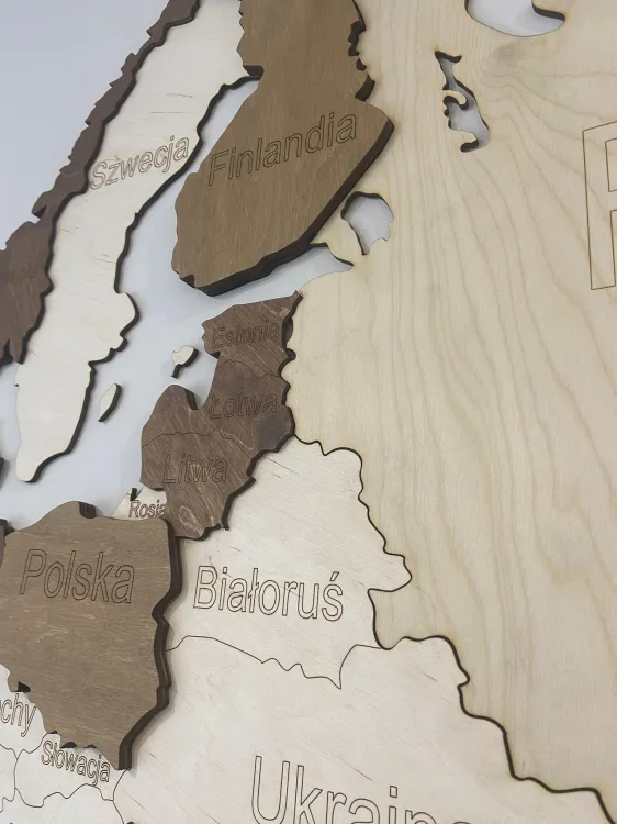 Drewniana mapa Europy 3D