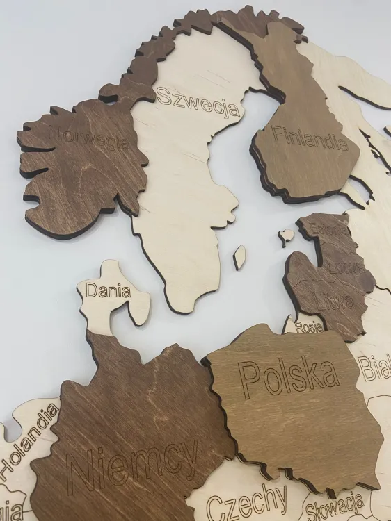 Drewniana mapa Europy 3D